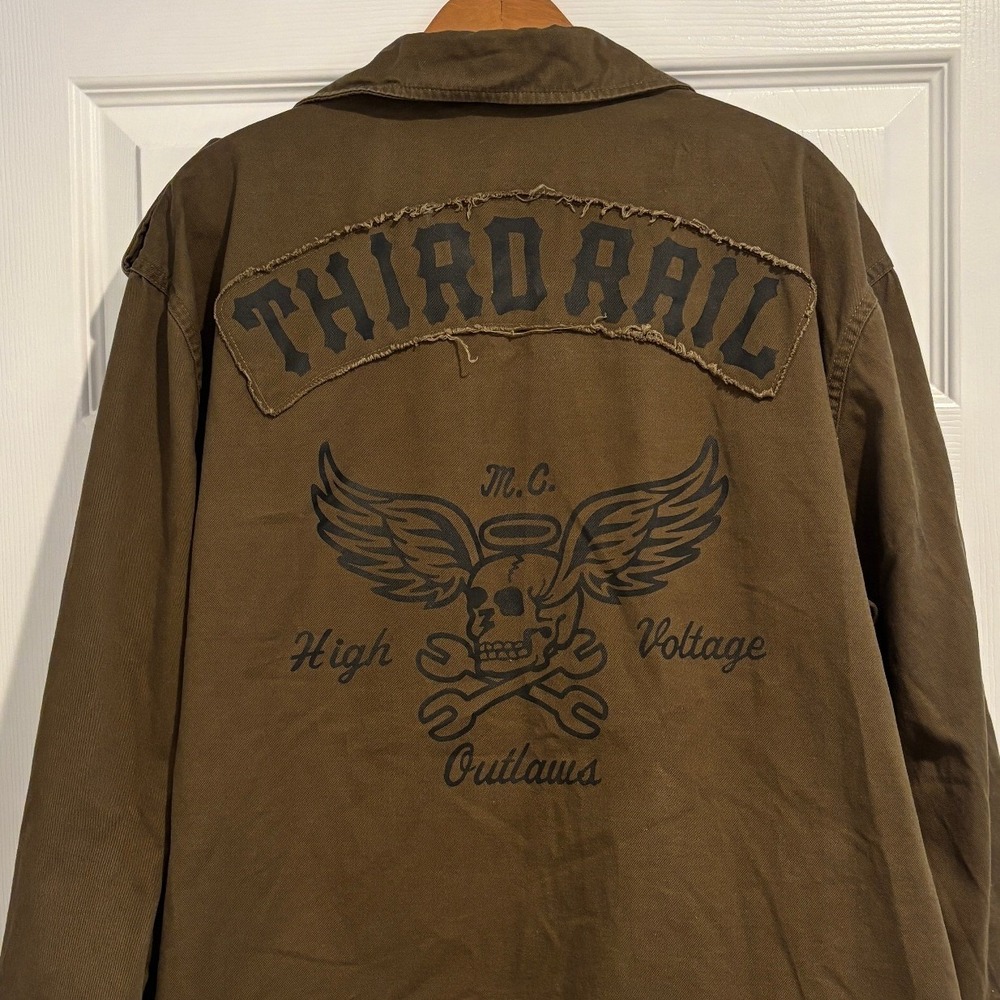 Vintage Y2K Third Rail Zoo York‎ High Voltage Outlaws Jacket Olive Green Size XL